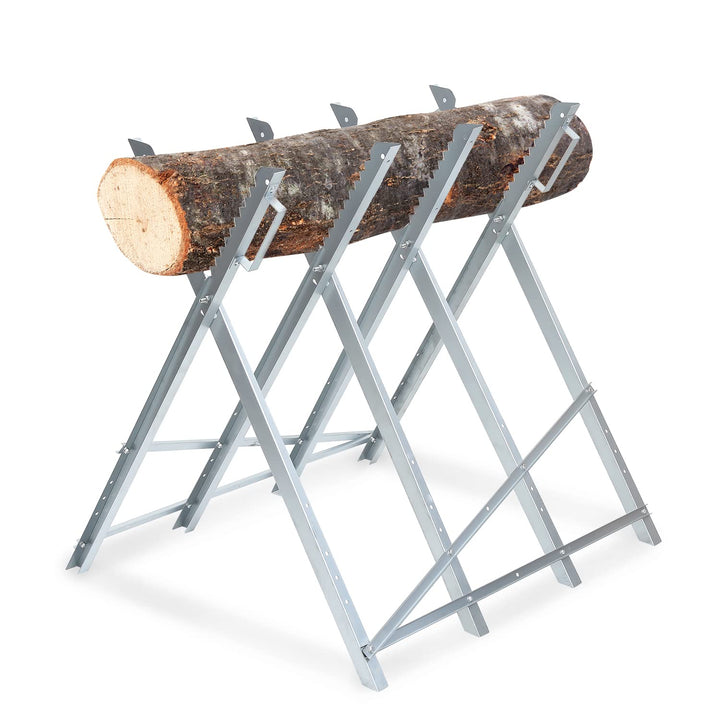 Eulenke - Robuster klappbarer Sägebock für Kettensägen, Bis zu 150 kg belastbar, Verzinktes Metall,