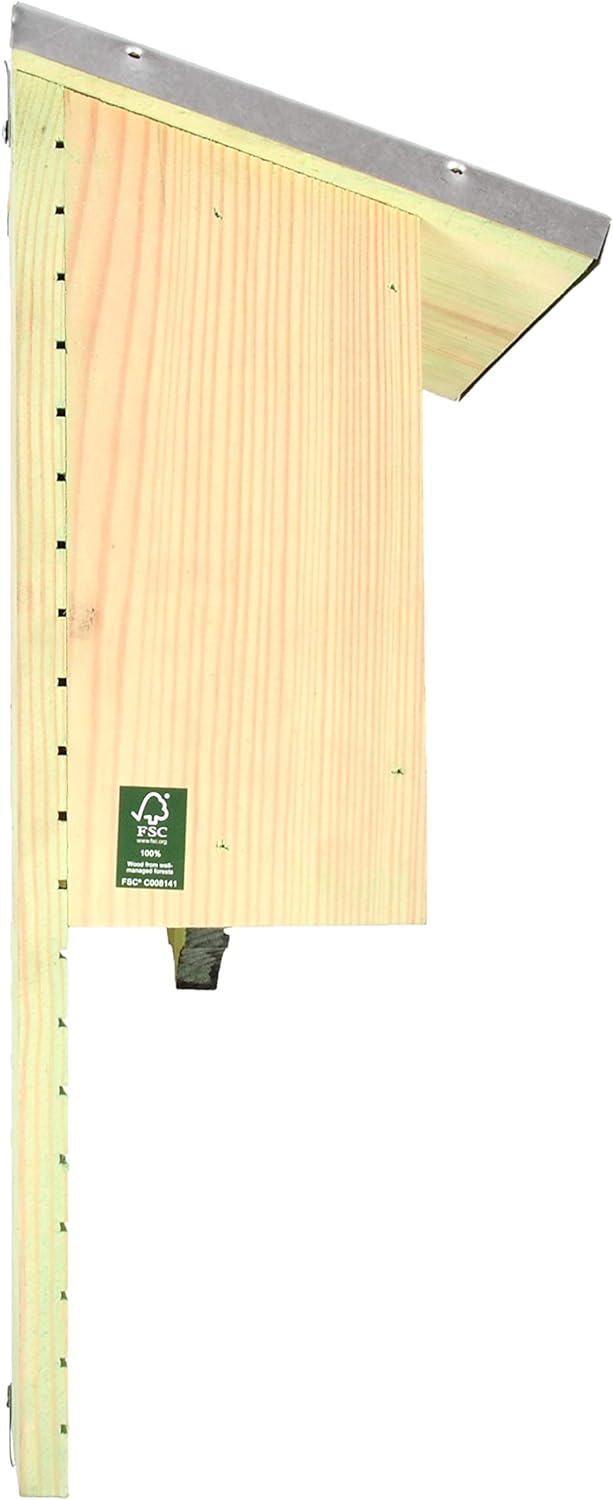 Esschert Design Fledermauskasten Fledermaushaus Holz Blechdach Nistkasten für Fledermäuse 39cm