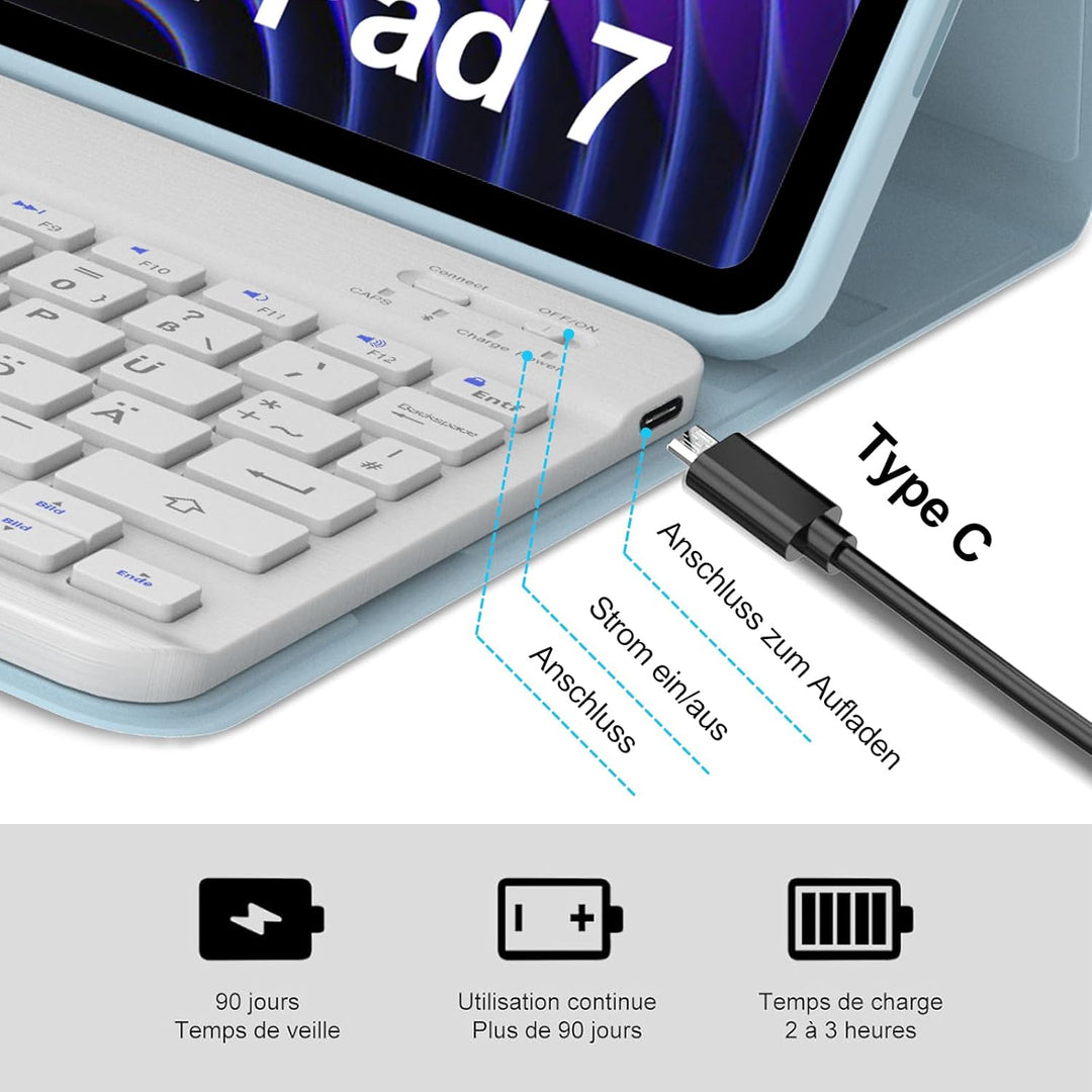 IVEOPPE Hülle mit Tastatur für Xiaomi Pad 7/Pad 7 Pro 11.2", Tastatur für Xiaomi Pad 7, Abnehmbare M