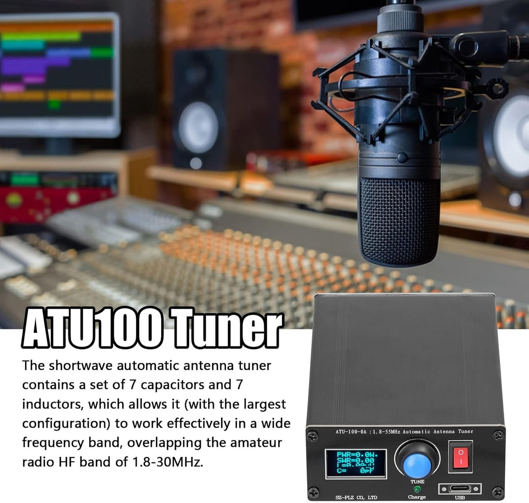 Sunydog Baugger ATU-100-0A 1,8-55MHz Mini automatischer Antennentuner 0,91 Zoll OLED Display Alumini