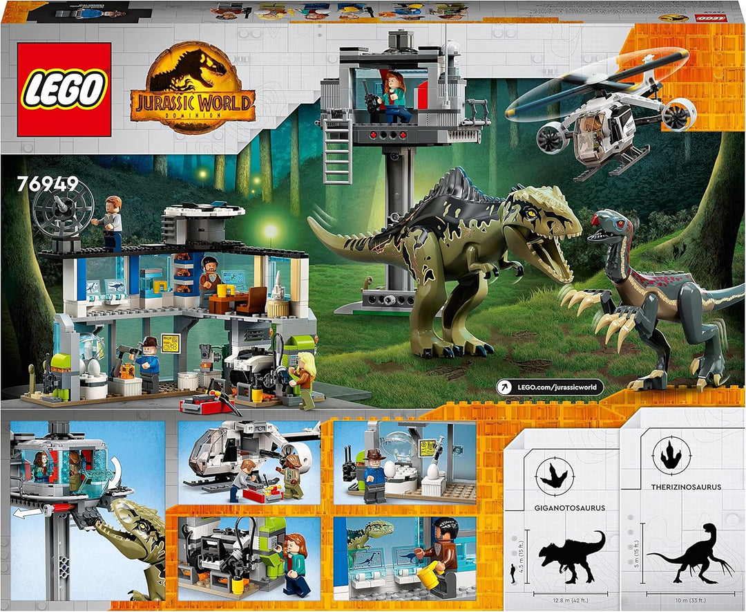 LEGO 76949 Jurassic World Giganotosaurus & Therizinosaurus Angriff, Dinosaurier Spielzeug mit Hubsch