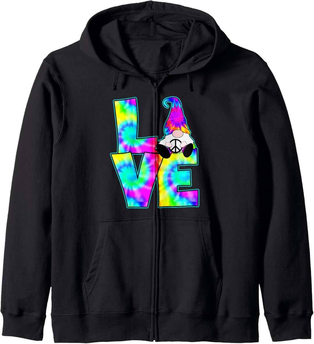 Hippie Love Gnome Tie Dye Hut Frieden Groovy Psychedelic Kapuzenjacke