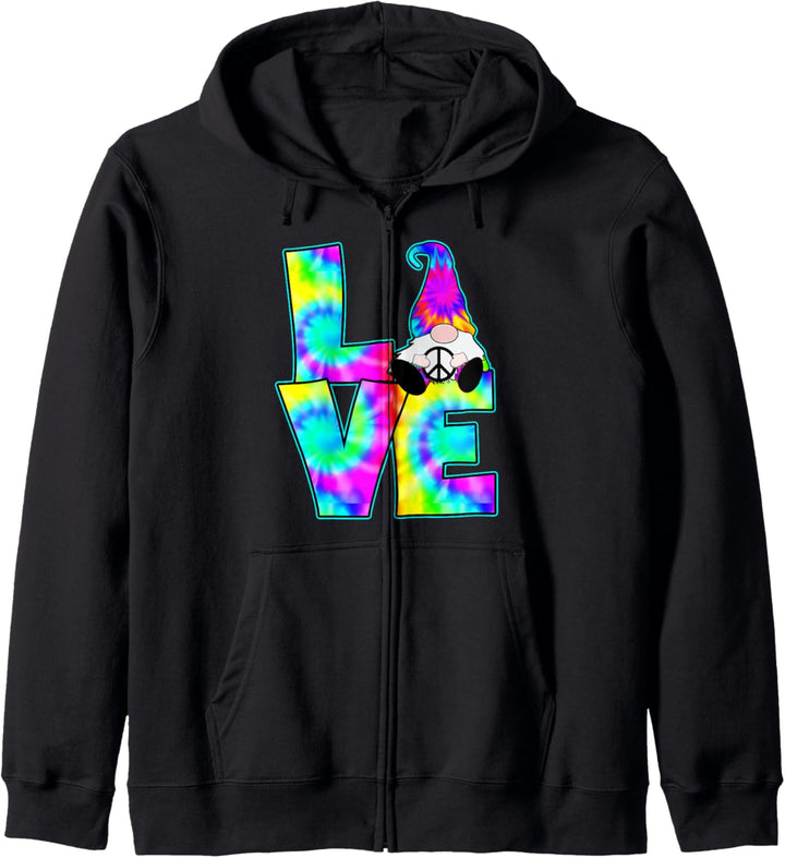Hippie Love Gnome Tie Dye Hut Frieden Groovy Psychedelic Kapuzenjacke