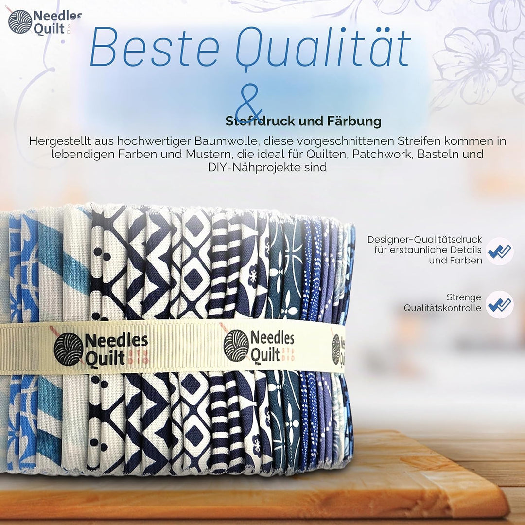 Needles Quilt Studio – 6,3 cm vorgeschnittene 40 Stoffstreifenbündel (Strandhaus) | Baumwollstreifen