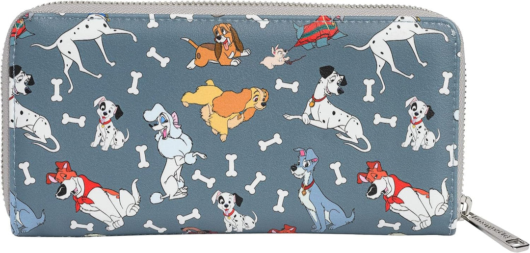 Loungefly Disney Dogs Geldbörse mit Reissverschluss und Clutch, Kunstleder, grau, Einheitsgrösse,, G