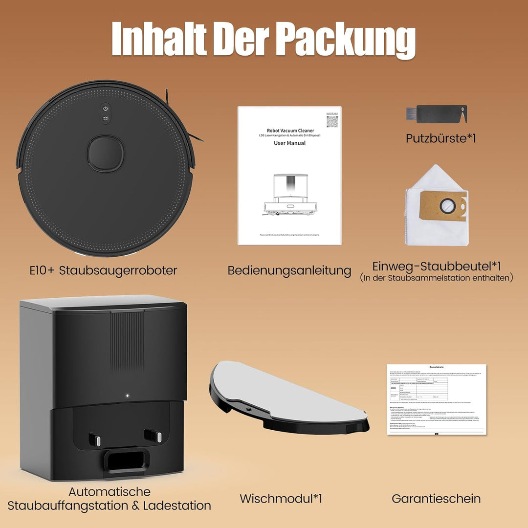 Saugroboter mit Wischfunktion, Staubsauger Roboter mit Absaugstation 3.5L, 8000Pa Saugkraft, LiDAR N