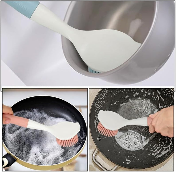 Anneome 2 Stück Küchenschrubber Aus Silikon Spülbürste Mit Ergonomischem Griff Wiederverwendbar Für