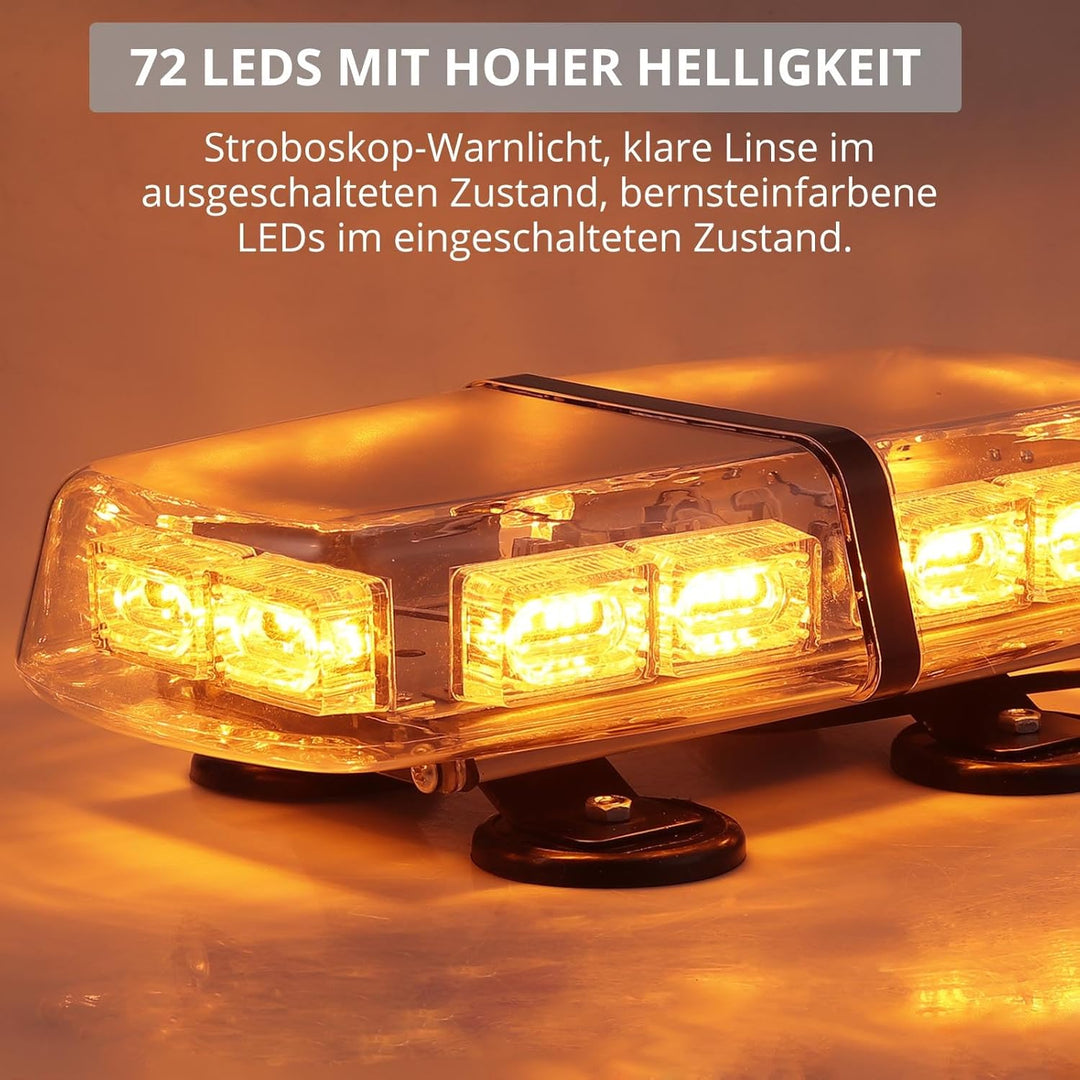 Justech 72 LED Rundumleuchte 7 Modi 12/24V Blitzleuchte Schraube Starker Magnet Amber Warnleuchte No