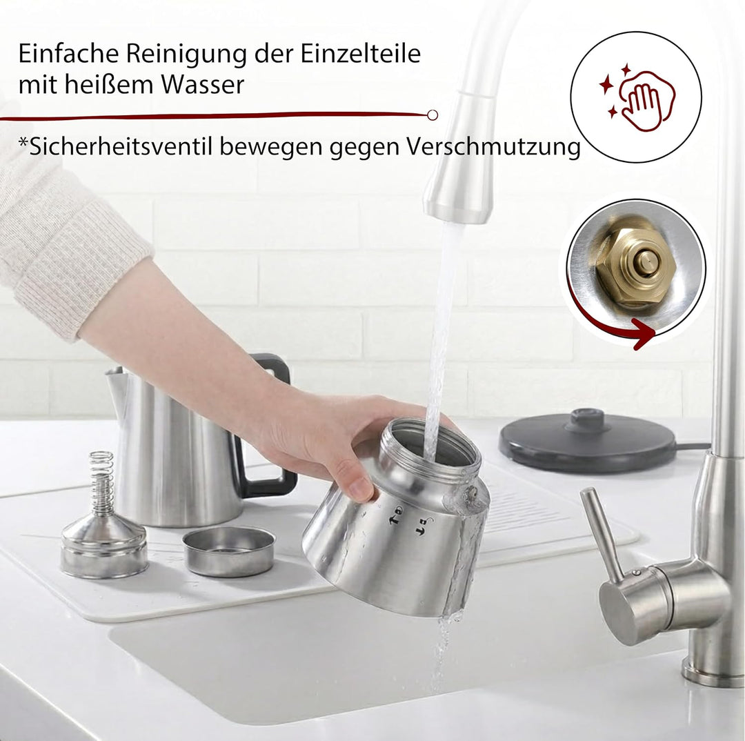 Cloer 5928 Espresso-Kocher / 365 W / für 3-6 Tassen Espresso / Edelstahlgehäuse Edelstahl 3-6 Tassen