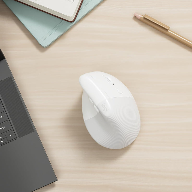 Logitech Lift für Mac, Kabellos Vertikale Ergonomische Maus, Bluetooth, Leise Klicks, Leises Smartwh