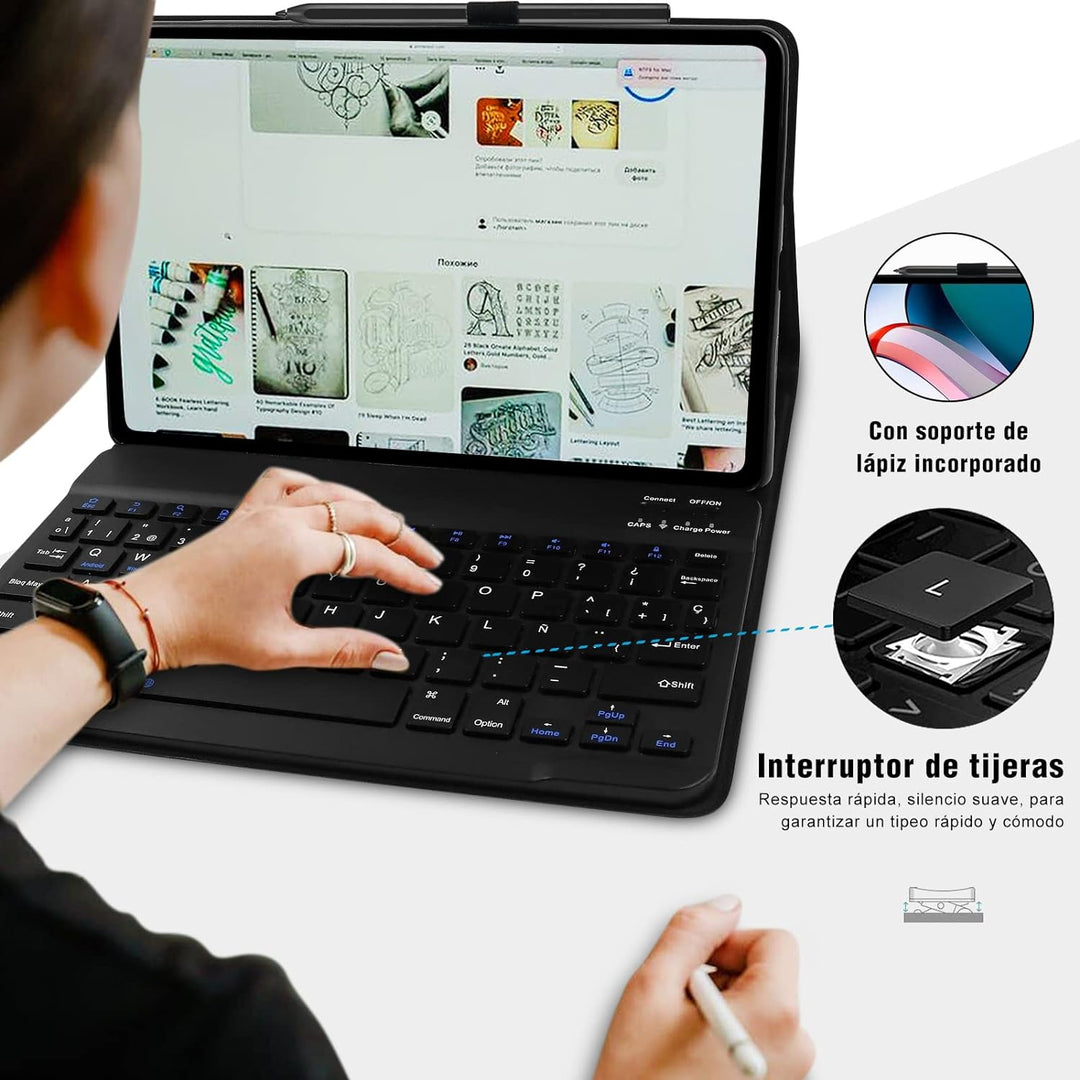 YUEJIDZ Xiaomi L83 Redmi Pad 10,61 Zoll 2022 Schutzhülle mit spanischer Tastatur, ultradünn, Premium