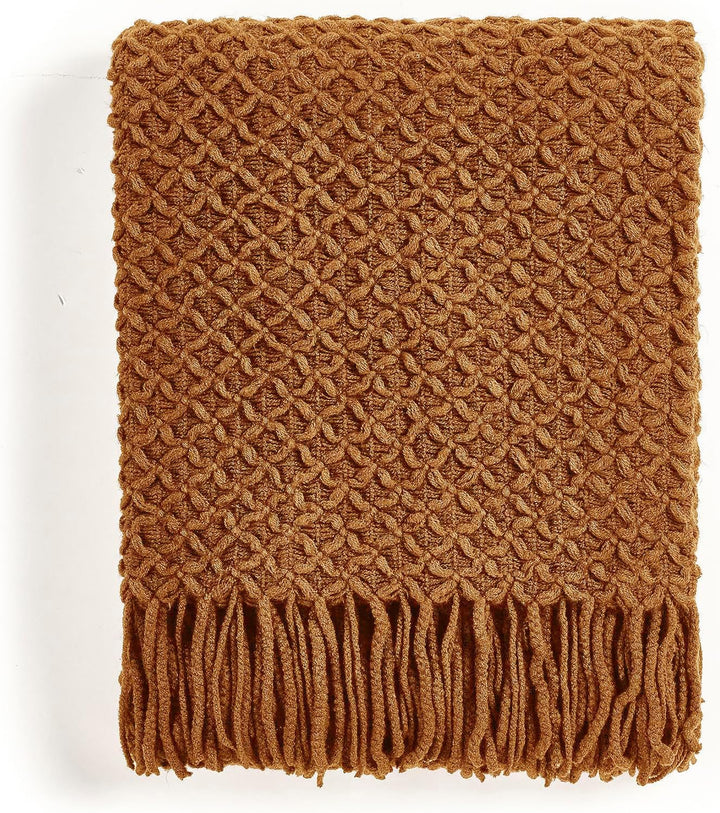 CREVENT Boho-Strickdecke im Landhausstil für Couch, Sofa, Sessel, Bett und Wohnkultur – weich, warm,