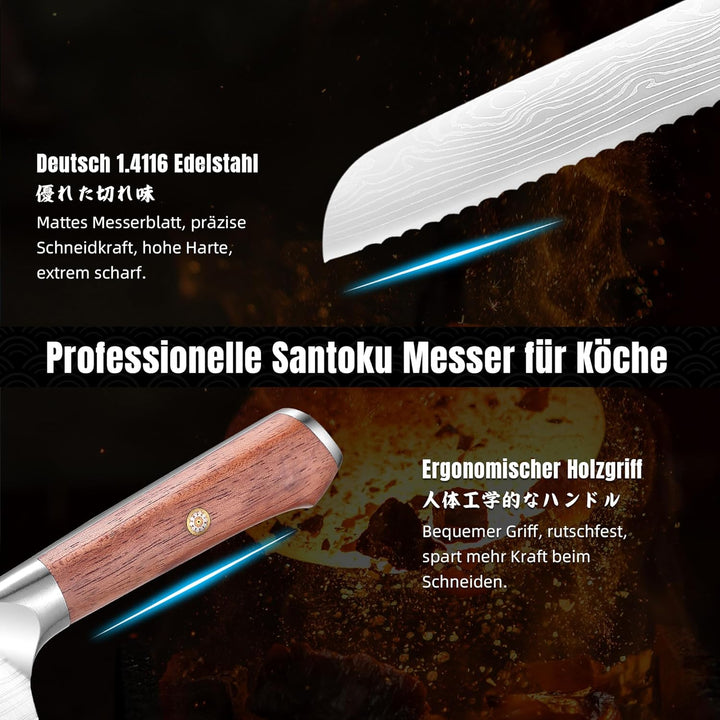 YOTSUBA Scharfes Brotmesser 26cm, Professional Bread Knife mit Hochgekohltem Edelstahl, Brotschneide