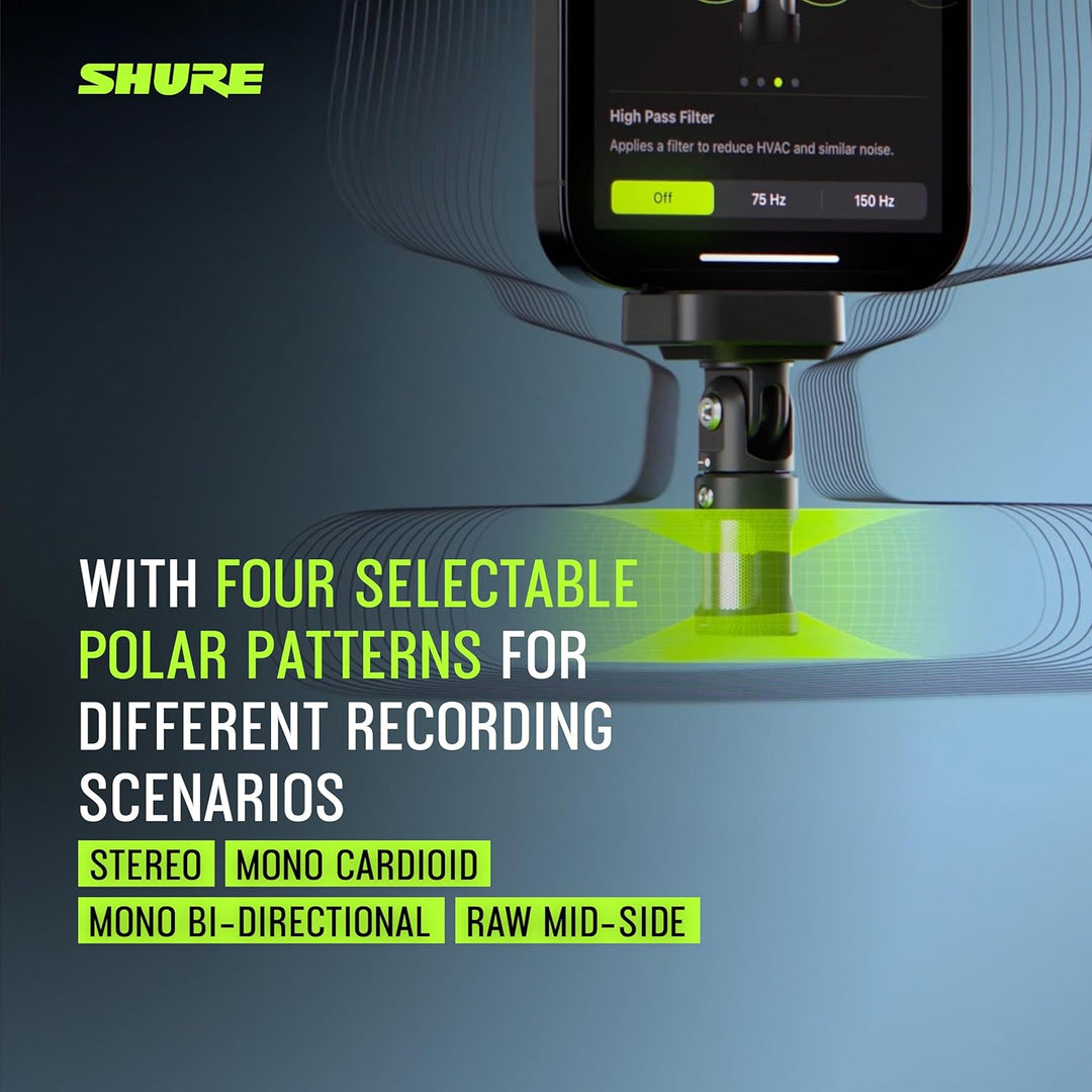 Shure MV88 USB-C Stereo-Mikrofon für Mobile Aufnahmen und Vlogging – mit Auto-Level-Modus, Echtzeit-