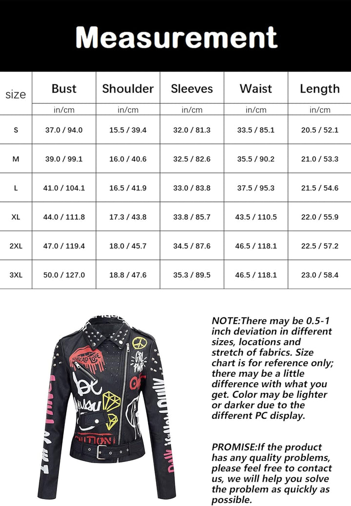 Giolshon Damen Kunstleder Jacke Nieten Floral Moto Biker Kurzer Revers Mantel, S Schwarz