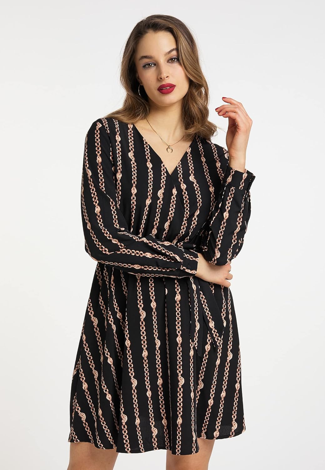 faina Damen Midikleid XS Schwarz, XS Schwarz
