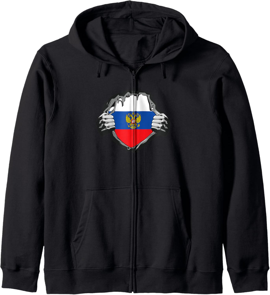 Superheld Kostüm Russland Flagge Adler Wappen UdSSR Russia Kapuzenjacke