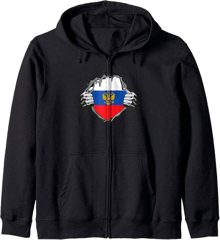 Superheld Kostüm Russland Flagge Adler Wappen UdSSR Russia Kapuzenjacke