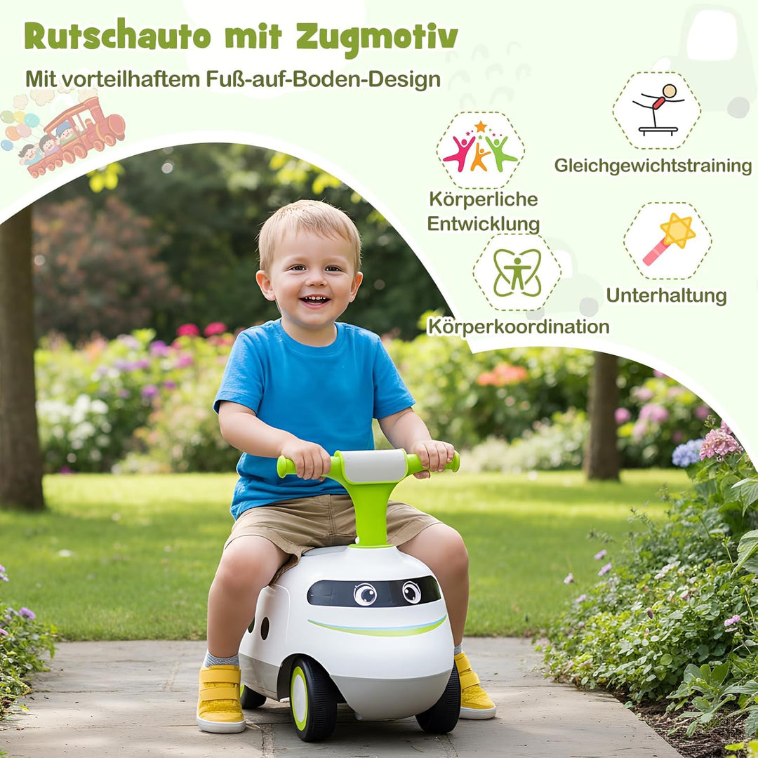 COSTWAY Rutschauto, Rutschfahrzeug mit Hupe & Stauraum unter dem Sitz, Schiebauto in Lokomotive, Rut