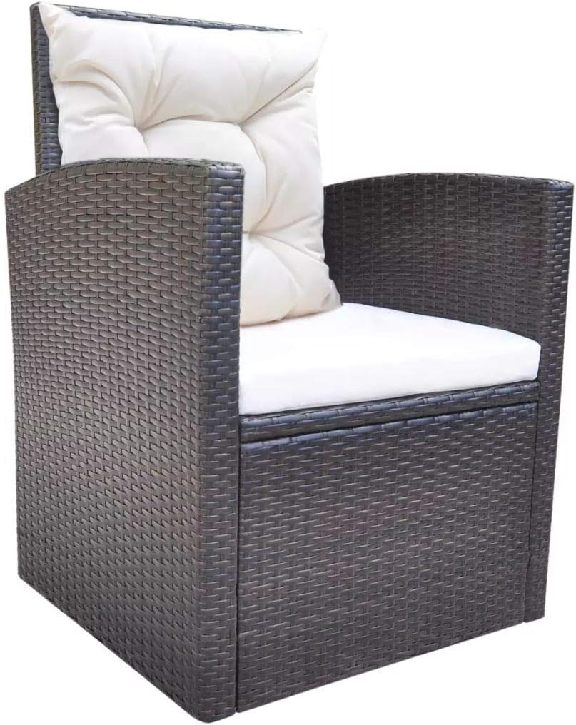 Tidyard 18-teilig Gartengarnitur Poly Rattan Sitzgruppe Gartengruppe Essgruppe mit Sitzpolster PE-Ra