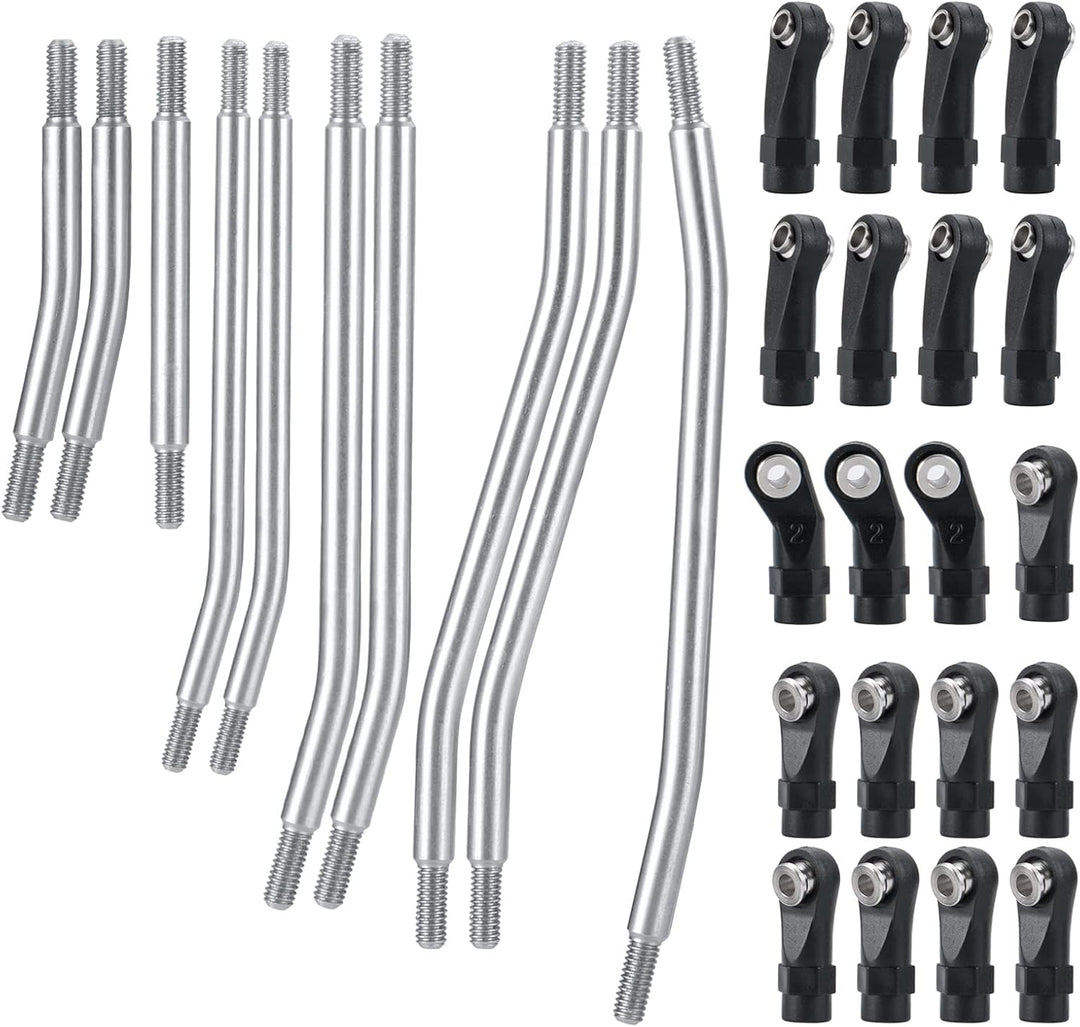 AXspeed 10Stück 313mm Radstand Link Rod Linkage Rostfreier Stahl Suspension Links Set mit Tie Rod En