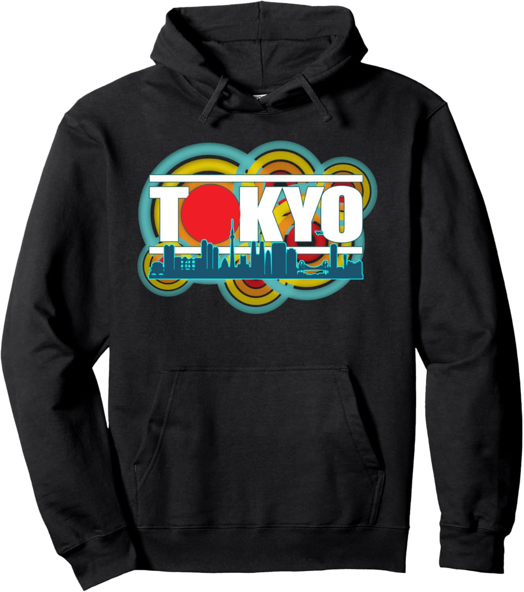 Retro Tokyo Japan Vintage Japanese Skyline City Silhouette Pullover Hoodie