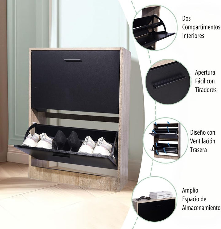 CASABEL Schuhschrank für 12 Paar – grosse Kapazität für den Eingangsbereich – L 60 x T 24 x H 80 cm
