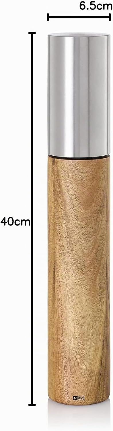 AdHoc MP824 Pfeffer- | Salzmühle Ikon, CeraCut® Keramik Mahlwerk, Akazienholz|Edelstahl 40 CM, 40 CM