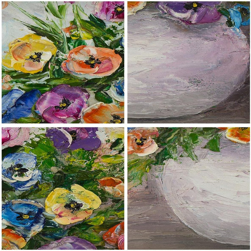 Bilder auf Leinwand 100x70cm Leinwandbild Blumen Blumenstrauss Vase bunt Gross Wanddeko Bild Schlafz