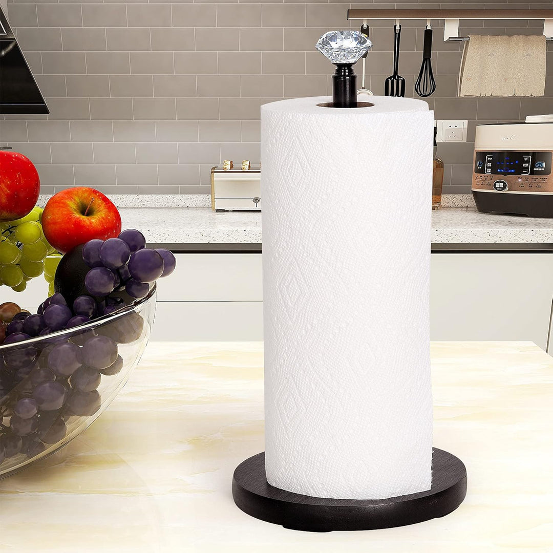 Schwarz Küchenrollenhalter Stehend, OBODING, Küchenpapierhalter mit Gewichteter Holzbasis für Standa