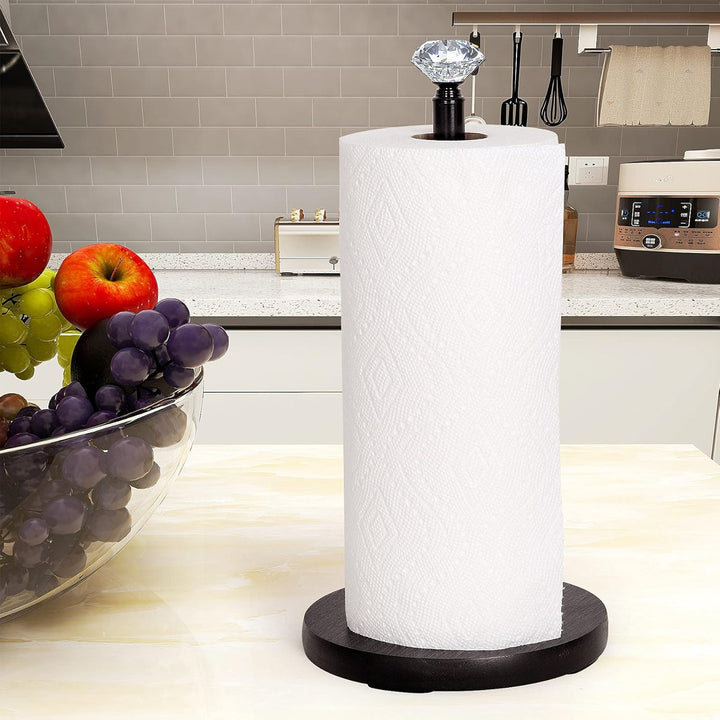 Schwarz Küchenrollenhalter Stehend, OBODING, Küchenpapierhalter mit Gewichteter Holzbasis für Standa