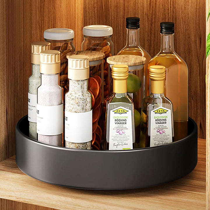 Lazy Susan Drehteller Organizer,30cm Drehbares Gewürzregal aus Kohlenstoffstahl Küchen Drehteller Sc