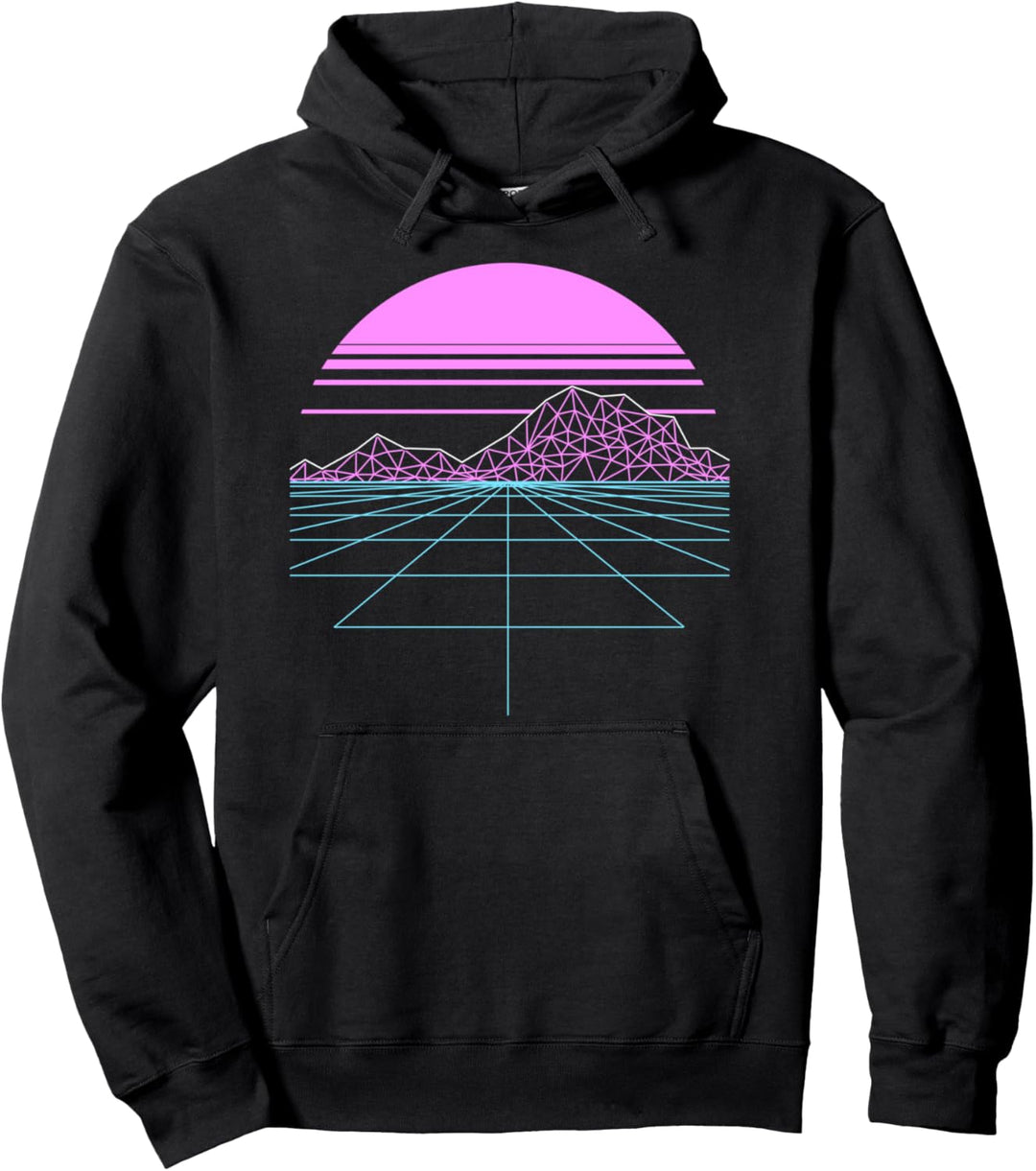 Outran Synthwave Sunset Vaporwave Grid Aesthetic Gift Pullover Hoodie