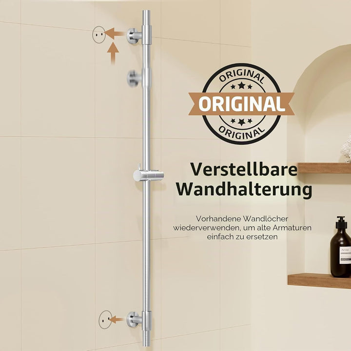 KES Duschstange Brausestange Edelstahl SUS 304 Wandstange mit Duschkopfhalterung Stange Duschkopf Ve
