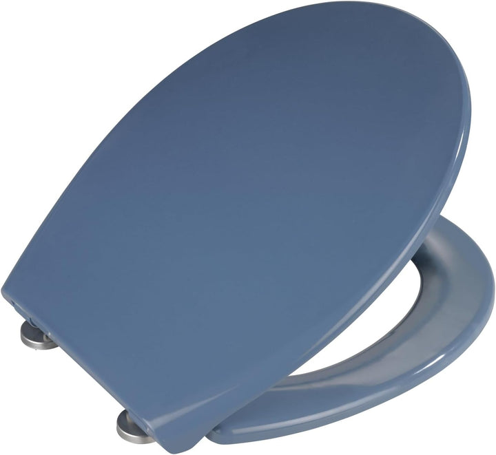 WENKO WC-Sitz Samos Slate-Blue, hygienischer Toilettensitz mit Absenkautomatik, mit Fix-Clip Hygiene