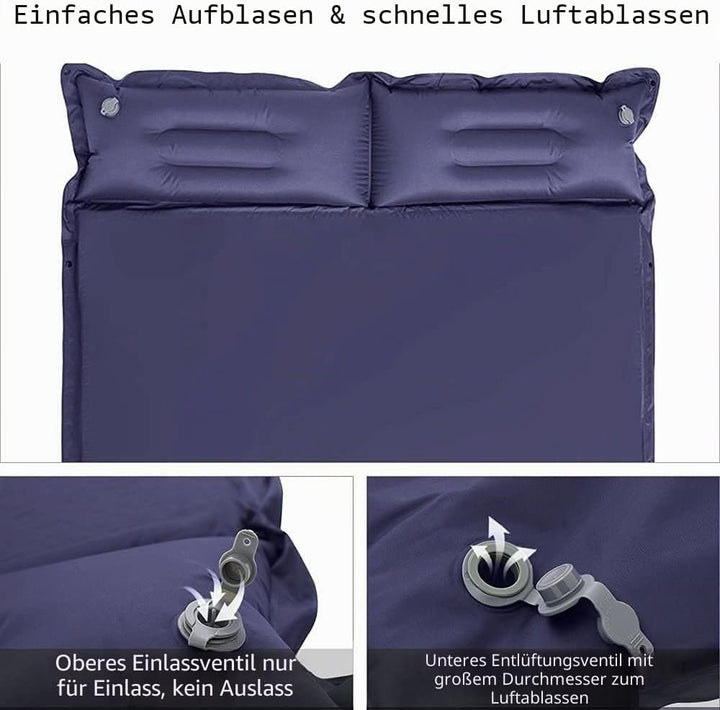 Ubon Doppelte Selbstaufblasende Schlafmatten Isomatte Aufblasbare Matratze für 2 Personen 3,6cm Luft