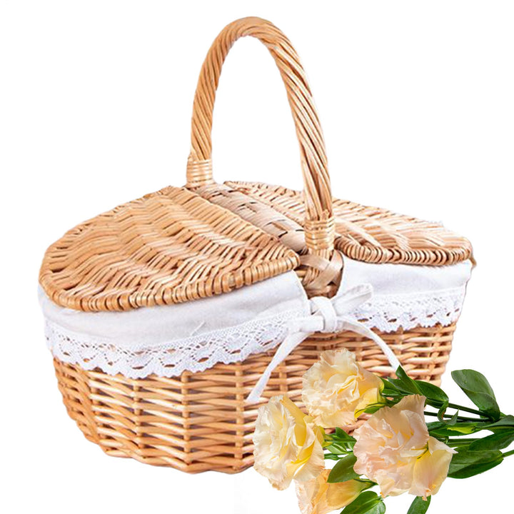 Geflochtenes Picknick mit Henkel – leer aus Korbwaren für Blumen, Aufbewahrungsbox, ideal für , Gart