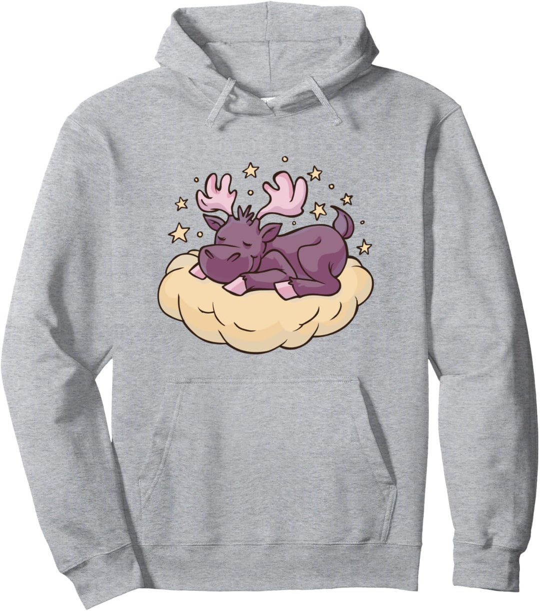 Niedlicher Elch, schlafend Pullover Hoodie