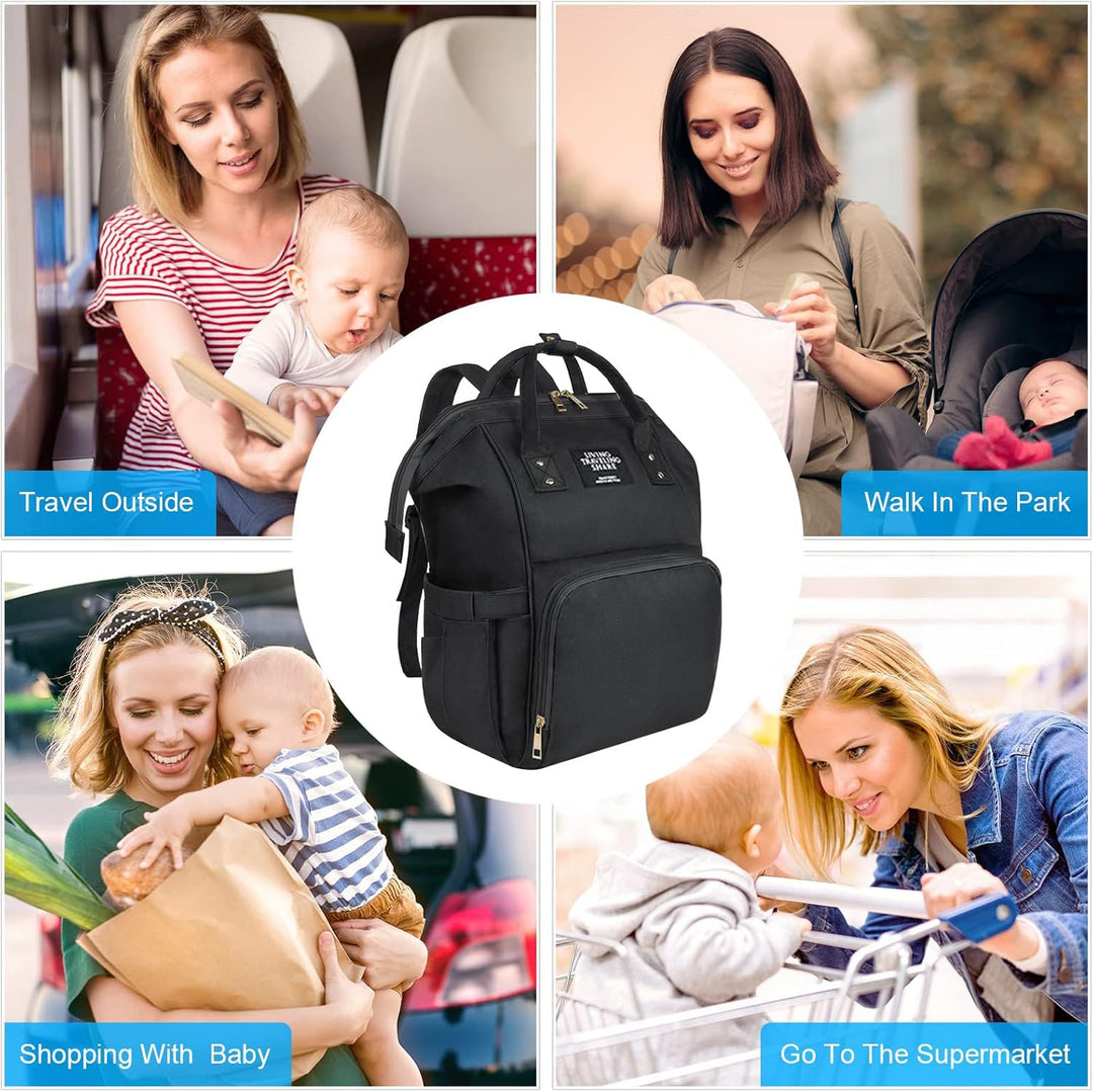 Vicloon Wickeltasche Rucksack mit Babyflaschentasche, Baby Wickelrucksack Wickeltasche, Multifunktio