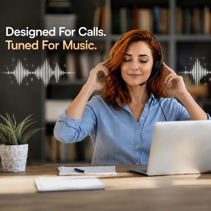 One UC Stereo Wired Headset - USB-A & USB-C - ENC Noise Cancelling Mic - Inline Controls - 40mm Spea