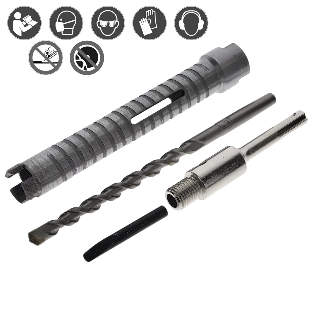 PRODIAMANT Diamant Bohrkrone ø 25mm Nutzlänge 150mm mit SDS Adapter lasergeschweisst für trocken Boh