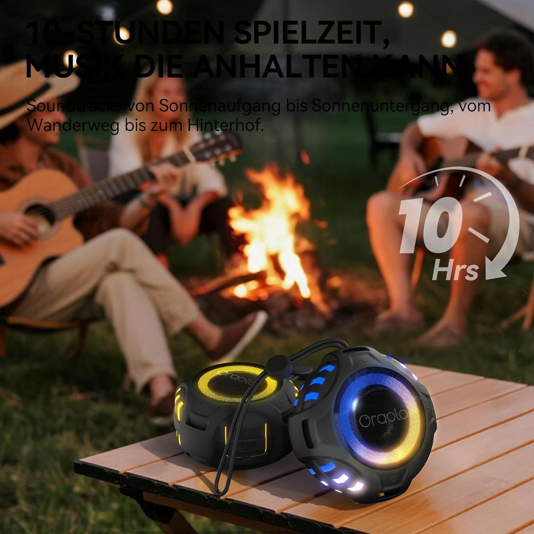 oraolo Bluetooth Lautsprecher Dusche Tragbarer Mini Musikbox | IPX7 Wasserdicht Duschlautsprecher 8H