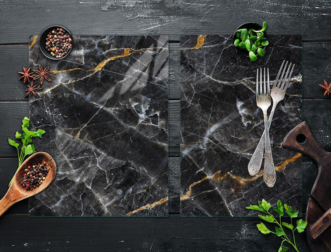 TMK ArtDeko Herdabdeckplatte 2 Teilig 40x52 + 35x52 cm - Spritzschutz Herdabdeckung – Herdschutz aus