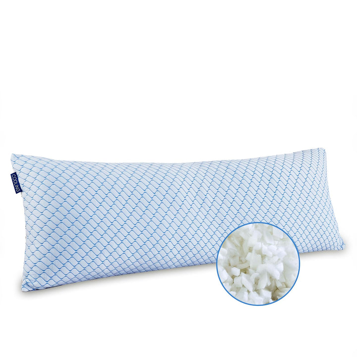 Körperkissen für Erwachsene -Langes Schlafkissen - zerkleinerter Memory Foam & kühlender Bezug mit R