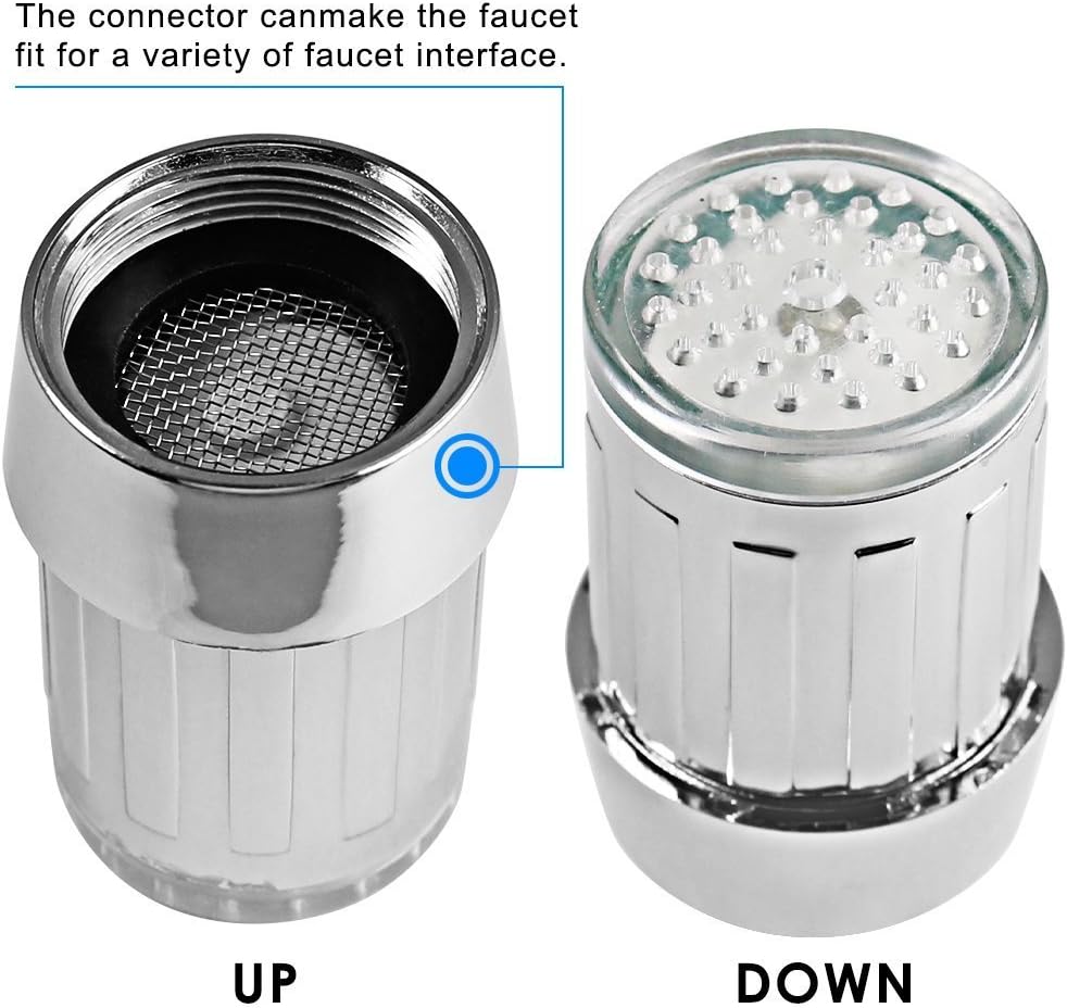 3-Farben temperaturempfindliche Farbverlauf LED-Licht Küche Bad Wasserhahn Wasser Duschkopf Kinder H