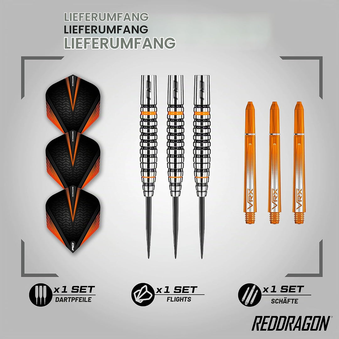 RED DRAGON Amberjack Series Steel Profi Dartpfeile Steeldarts Set mit Flights und Schäfte 25.0 Gramm