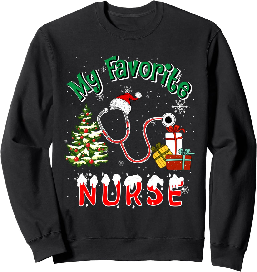 My Favorite Nurse Christmas Santa Nurse Nursing Tools Lover Sweatshirt