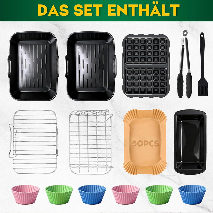 Heissluftfritteuse Zubehör für Ninja Foodi Max Dual Zone AF400EU SL400EU 9,5L, Silikonform Airfryer