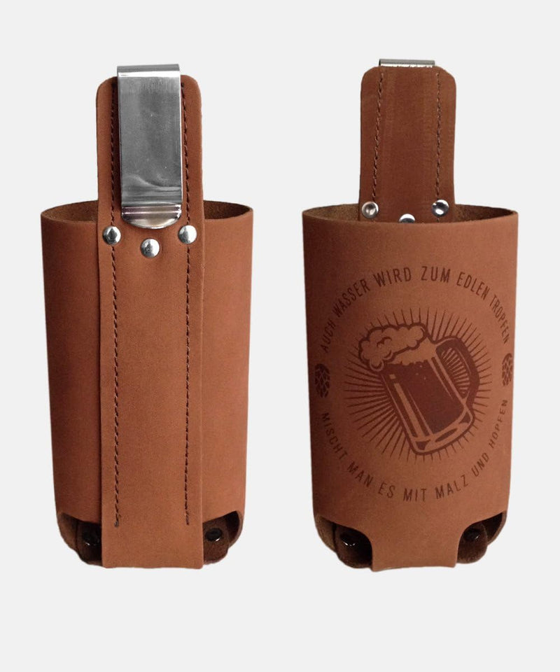 Bierholster Hopfen & Malz 0,5l – Das Original aus echtem Leder – Bier Holster Bierhalter Bottlebag