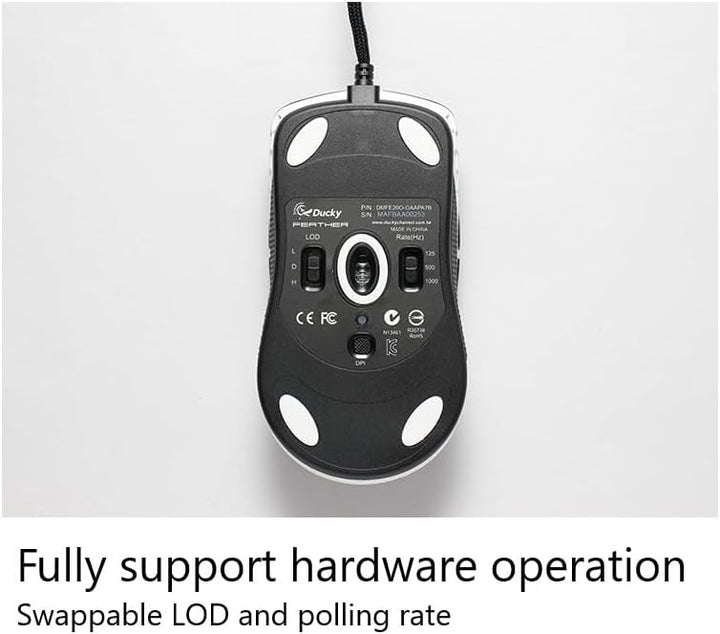 Ducky Feather Gaming Maus 65g – Symmetrisch für Rechts- & Linkshänder – PixArt 3389 Sensor mit 16.00
